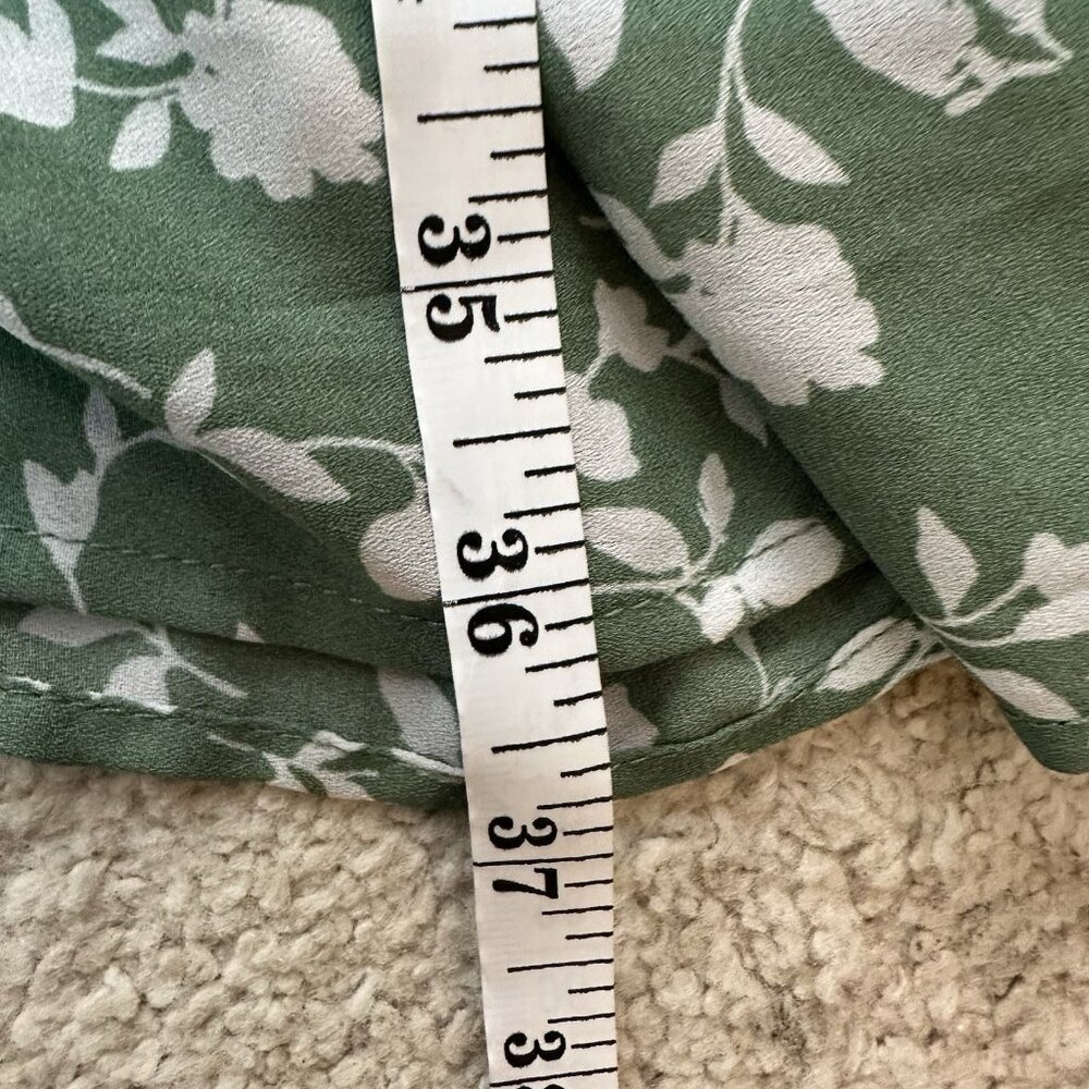 Steve Madden Dress Women’s Size XL Green Floral Print Midi Ruffle Stretch Waist - Picture 12 of 14